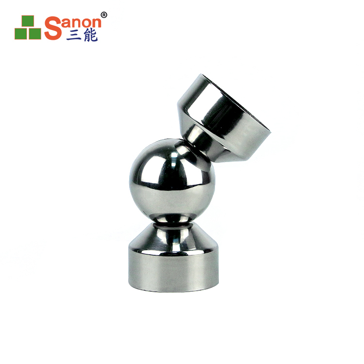 厂家自产亚搏在线楼梯扶手配件 304万向转旋转头管件连接头角度