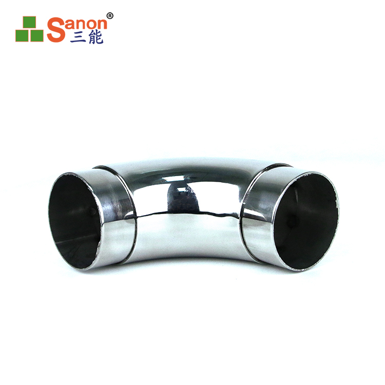 直销亚搏在线楼梯扶手管 亚搏在线扶手弯头 加厚 镜面抛光配件 90度弯拐可用