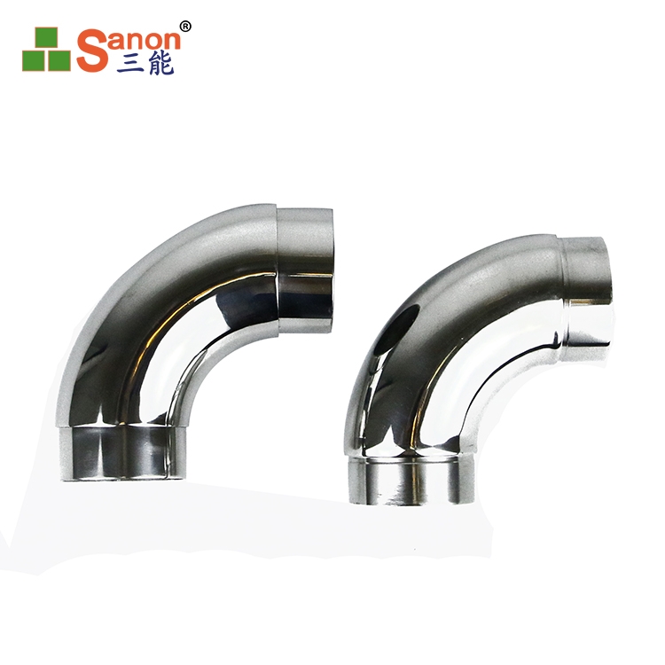 直销亚搏在线楼梯扶手管 亚搏在线扶手弯头 加厚 镜面抛光配件 90度弯拐可用