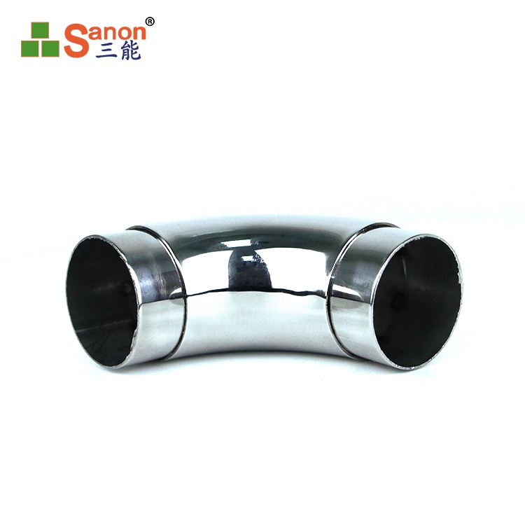 直销亚搏在线楼梯扶手管 亚搏在线扶手弯头 加厚 镜面抛光配件 90度弯拐可用